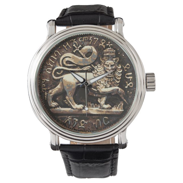 Reloj De Pulsera León de Judah Watch Diseño de Oro de León Antiguo (Anverso)