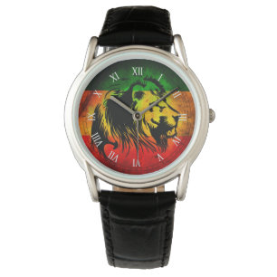 Reloj De Pulsera león de la bandera de la pintada del reggae del