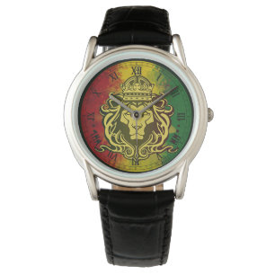 Reloj De Pulsera león de la bandera del graffiti de cori rasta