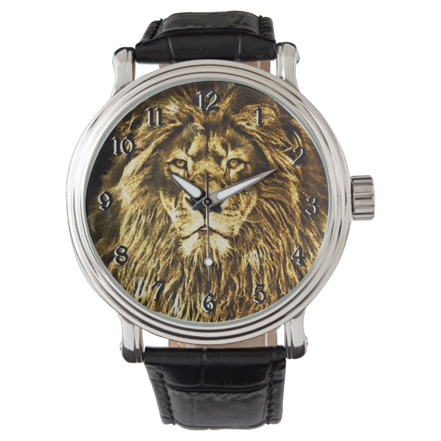 Reloj De Pulsera León de oro majestuoso (Anverso)