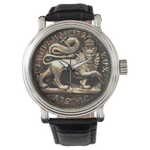 Reloj De Pulsera León del diseño antiguo del oro del león del re