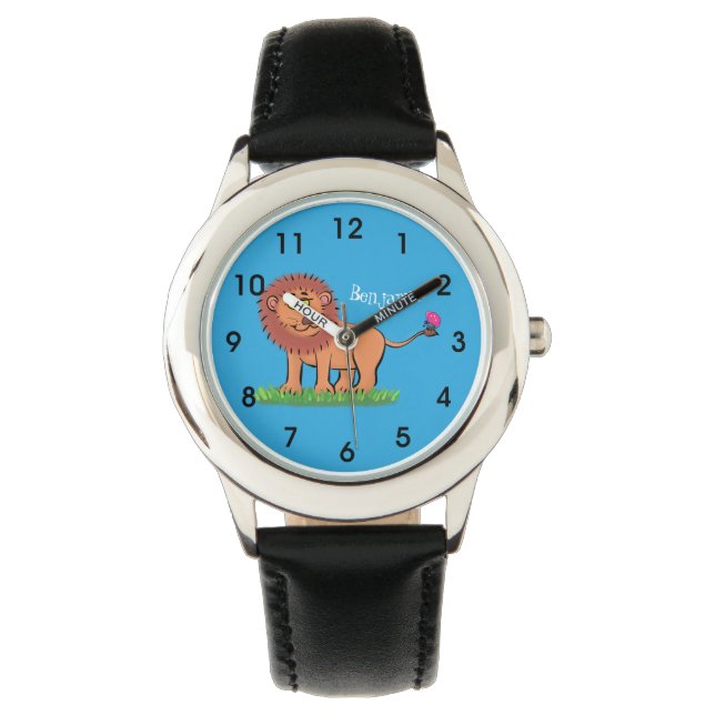 Reloj De Pulsera León feliz con ilustracion personalizado de maripo (Anverso)
