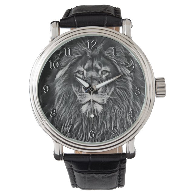 Reloj De Pulsera León gris majestuoso (Anverso)
