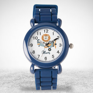 Reloj De Pulsera León lindo en avión encantador personalizado
