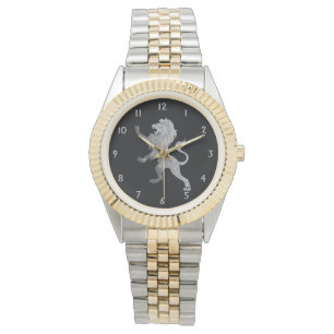 Reloj De Pulsera León real plateado sobre negro