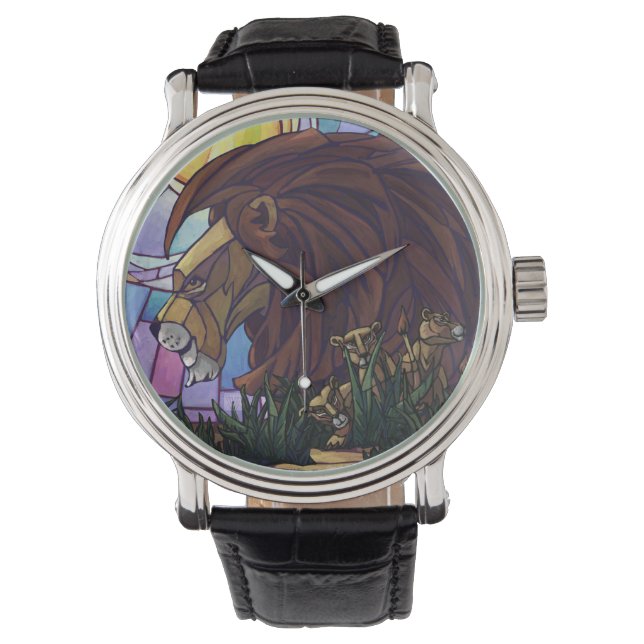 Reloj De Pulsera León Rey y Cubos (Anverso)
