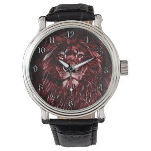 Reloj De Pulsera León rojo majestuoso
