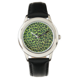 Reloj De Pulsera Leopard Black and Green Print