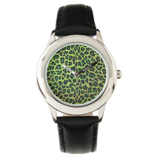 Reloj De Pulsera Leopard Black and Green Print (Anverso)