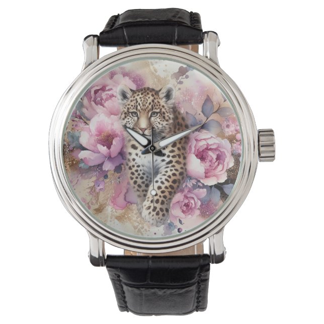 Reloj De Pulsera Leopard Cub y Rosas Watch (Anverso)