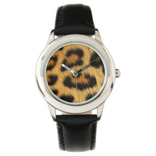 Reloj De Pulsera Leopardo Big Cat Africa Wildlife Faux Fur