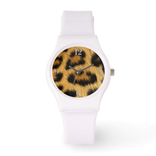 Reloj De Pulsera Leopardo Big Cat Africa Wildlife Faux Fur