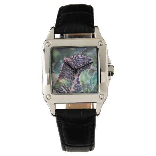 Reloj De Pulsera Leopardo En Una Selva Sunlit (Anverso)