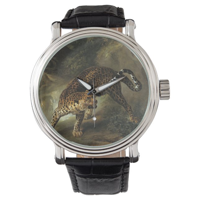 Reloj De Pulsera Leopardo salvaje feroz (por Jean-Baptiste Oudry) (Anverso)