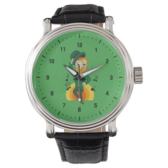 Reloj De Pulsera Leprechaun bailando, personalizado de San Patricio (Anverso)