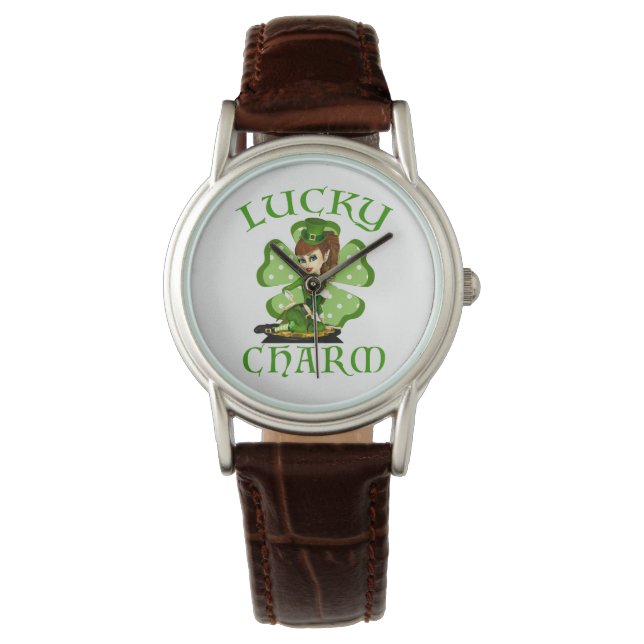 Reloj De Pulsera Leprechaun Chica Lucky Charm Wrim Watch (Anverso)