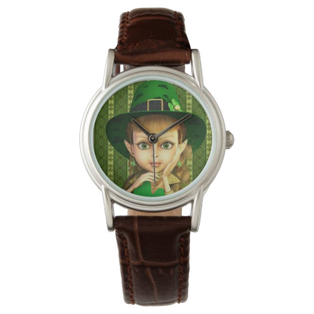 Reloj De Pulsera Leprechaun Chica St. Patrick's Day Watch (Anverso)