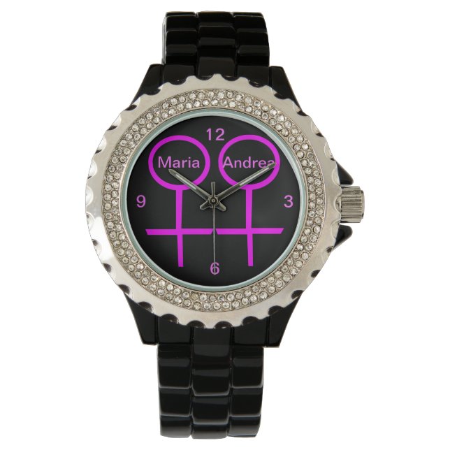 Reloj De Pulsera Lesbianas Amantes del Personalizable Diamante de i (Anverso)