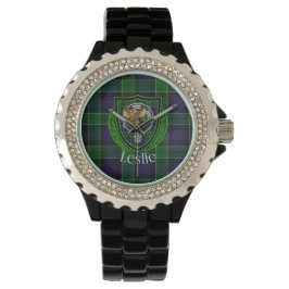 Reloj De Pulsera Leslie Scottish Clan Tartan & Crest