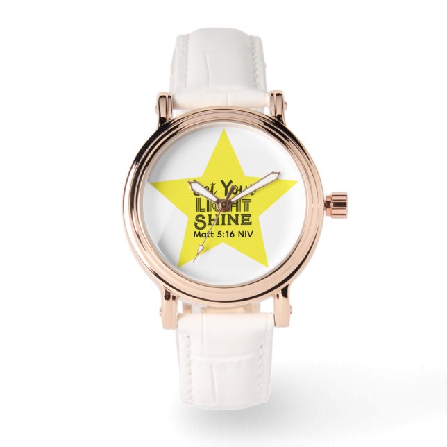 Reloj De Pulsera Let Your Light Shine Bible Verse Yellow Star (Anverso)