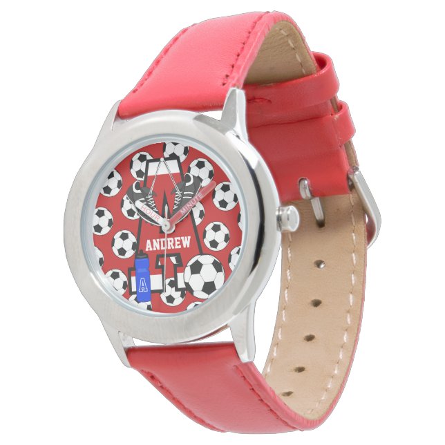 Reloj De Pulsera Letra A monograma de fútbol personalizado (Angular)