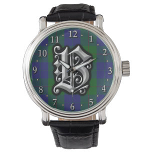 Reloj De Pulsera Letra barclay B Monograma Caza Tartán