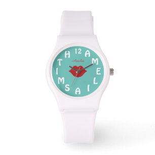 Reloj De Pulsera Letra blanca personalizada Marcar los labios rojos