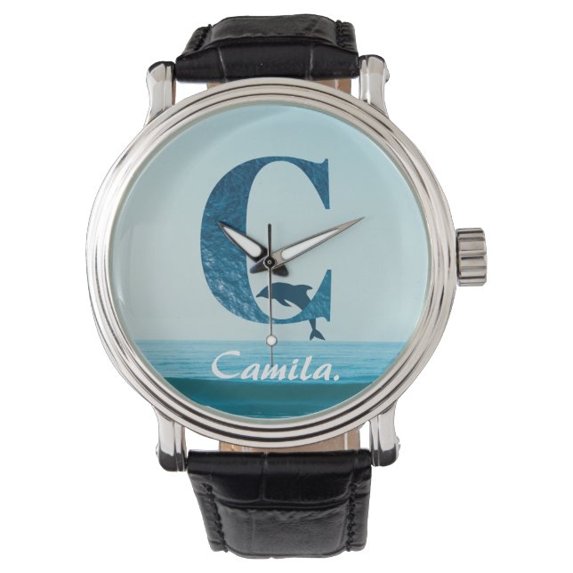 Reloj De Pulsera Letra C Océano azul (Anverso)