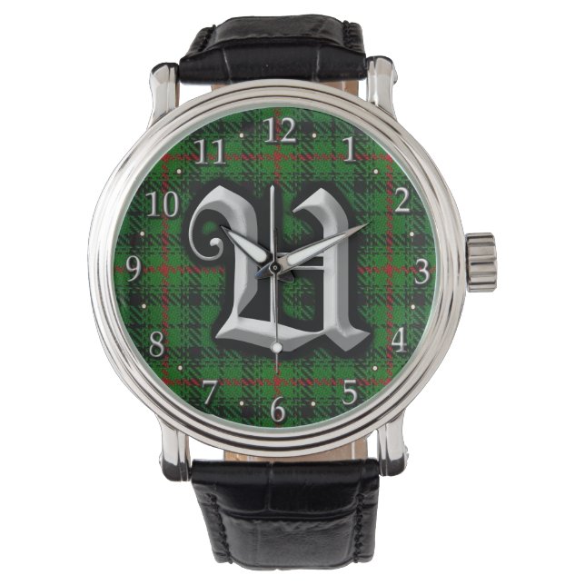Reloj De Pulsera Letra Clan Urquhart U Monogram Tartán (Anverso)
