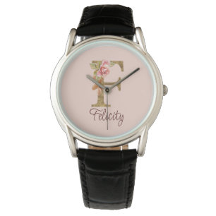 Reloj De Pulsera Letra de nombre personalizada F Relieve metalizado