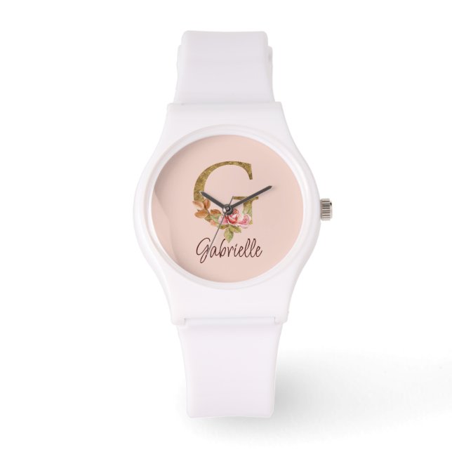 Reloj De Pulsera Letra de nombre personalizada G Relieve metalizado (Anverso)