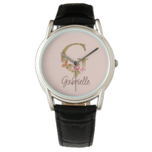 Reloj De Pulsera Letra de nombre personalizada G Relieve metalizado