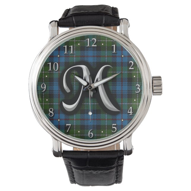 Reloj De Pulsera Letra escocesa MacKenzie M monogramo tartán (Anverso)