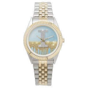 Reloj De Pulsera Letra I de lujo en diamantes sobre fondo de purpur