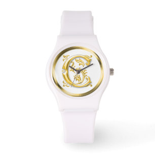 Reloj De Pulsera Letra inicial C Elegante Diseñador Giratorio