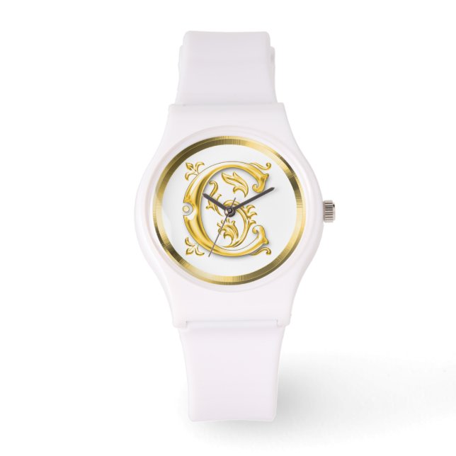 Reloj De Pulsera Letra inicial C Elegante Diseñador Giratorio (Anverso)