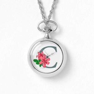 Reloj De Pulsera Letra mayúscula C monograma floral