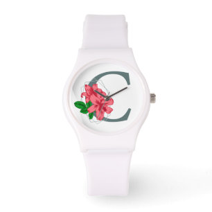 Reloj De Pulsera Letra mayúscula C monograma floral