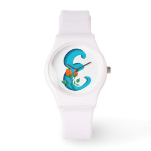 Reloj De Pulsera Letra mayúscula E monograma floral