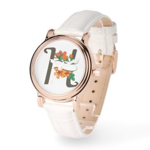 Reloj De Pulsera Letra mayúscula Monograma floral H