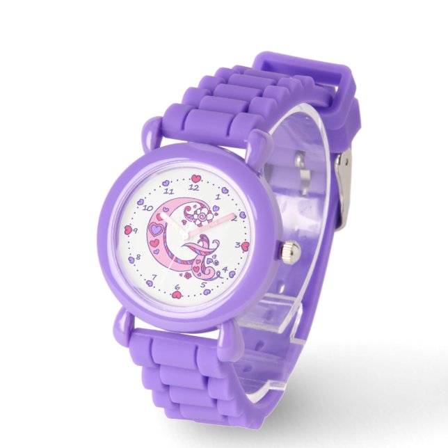 Reloj De Pulsera Letra monograma G chicas cardíacos del doodle inic (Ángulo)