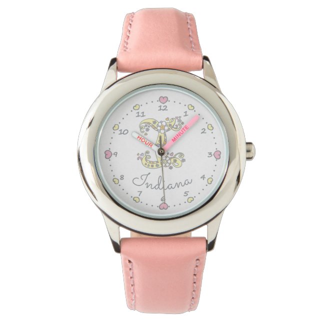 Reloj De Pulsera Letra monograma I doodle nombre de arte cardíaco I (Anverso)