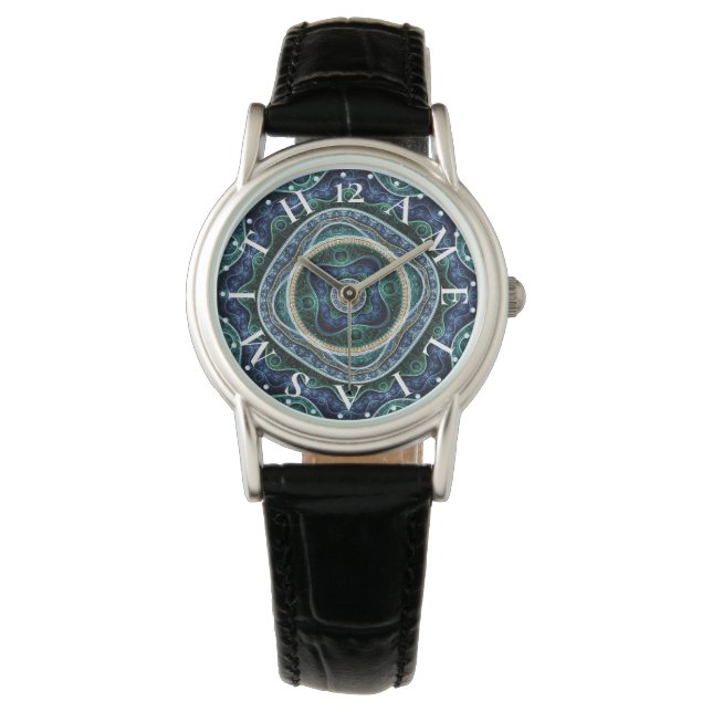 Reloj De Pulsera Letra personalizada Dial Julian Fractal Mandala (Anverso)