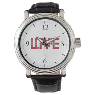 Reloj De Pulsera Letras cuadradas de amor rojas