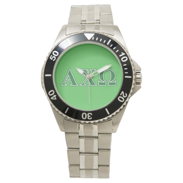 Reloj De Pulsera Letras verdes Alphi Chi Omega (Anverso)