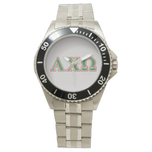 Reloj De Pulsera Letras verdes y rojas Alphi Chi Omega