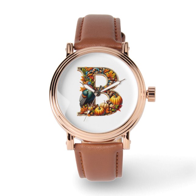 Reloj De Pulsera Letter B in Thanksgiving style (Anverso)