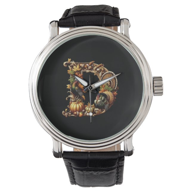 Reloj De Pulsera Letter D Thanksgiving style gift  (Anverso)