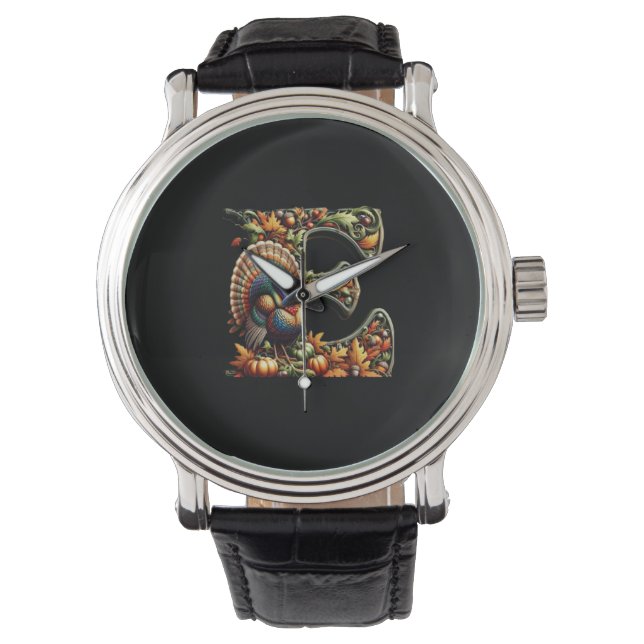 Reloj De Pulsera Letter E Thanksgiving style gift  (Anverso)