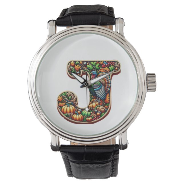 Reloj De Pulsera Letter J Thanksgiving style gift  (Anverso)